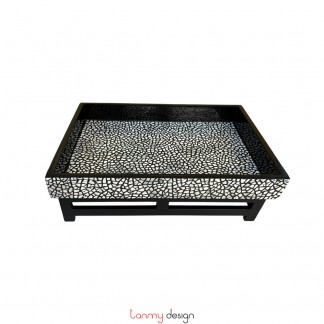 Small rectangle lacquer tray attached with eggshell included with stand 25*35 cm